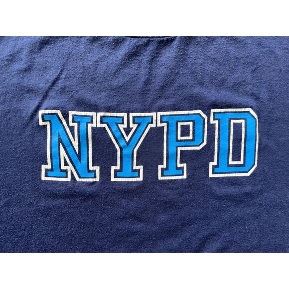 Vitage 80s 90s NYPD Shirt Single Stitch Jerzees Navy Blue XL Police New York 911 - Picture 4 of 11